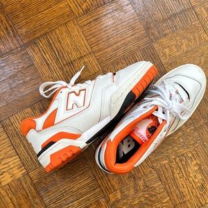 New Balance White and Orange Sneakers